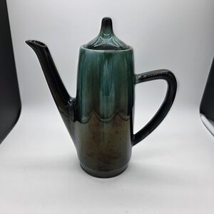 Green Drip-Glaze Ceramic Coffee Pot — Unmarked Brand